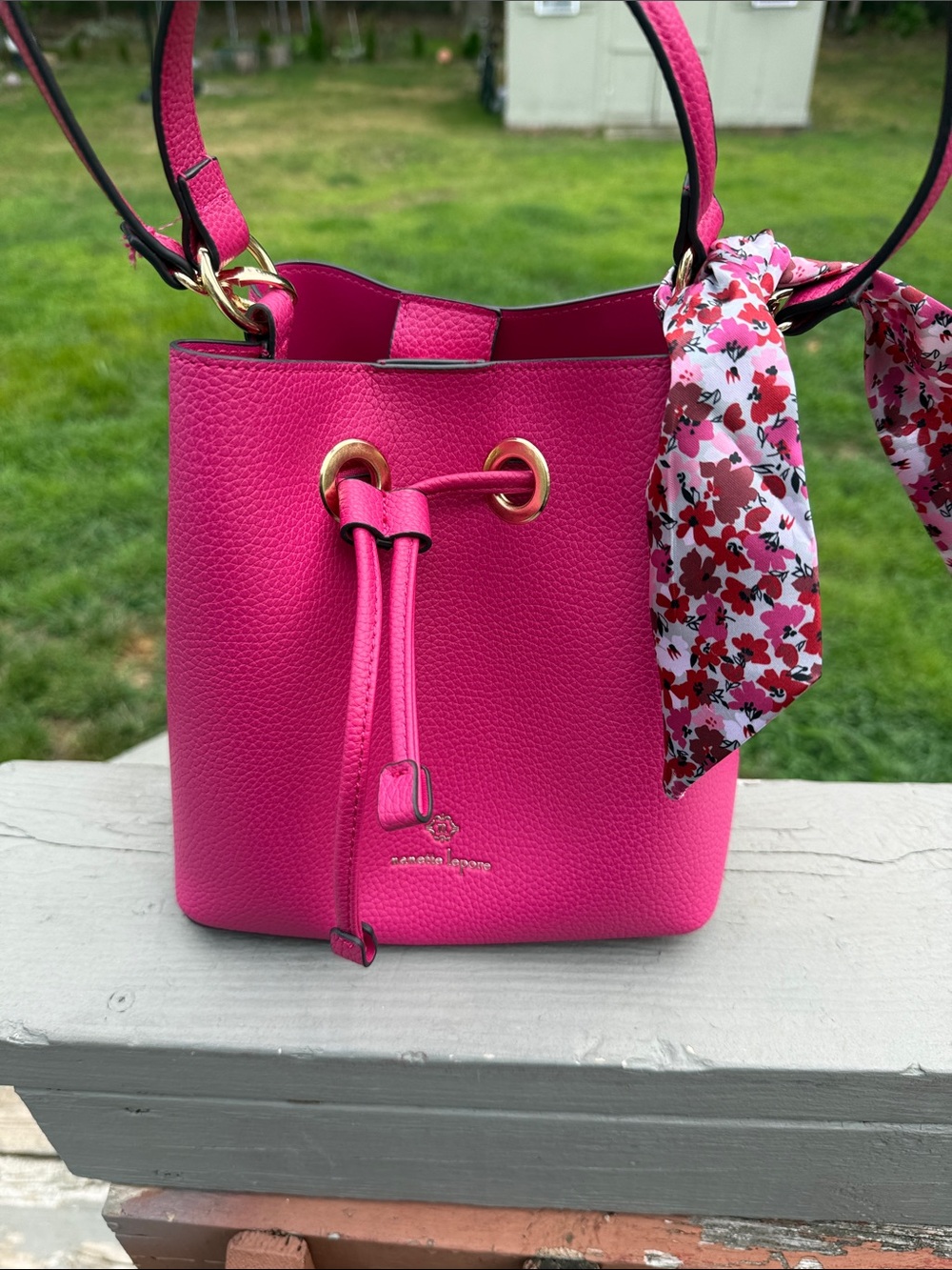 Nanette Lepore Pink Pebbled Leather Bucket Bag